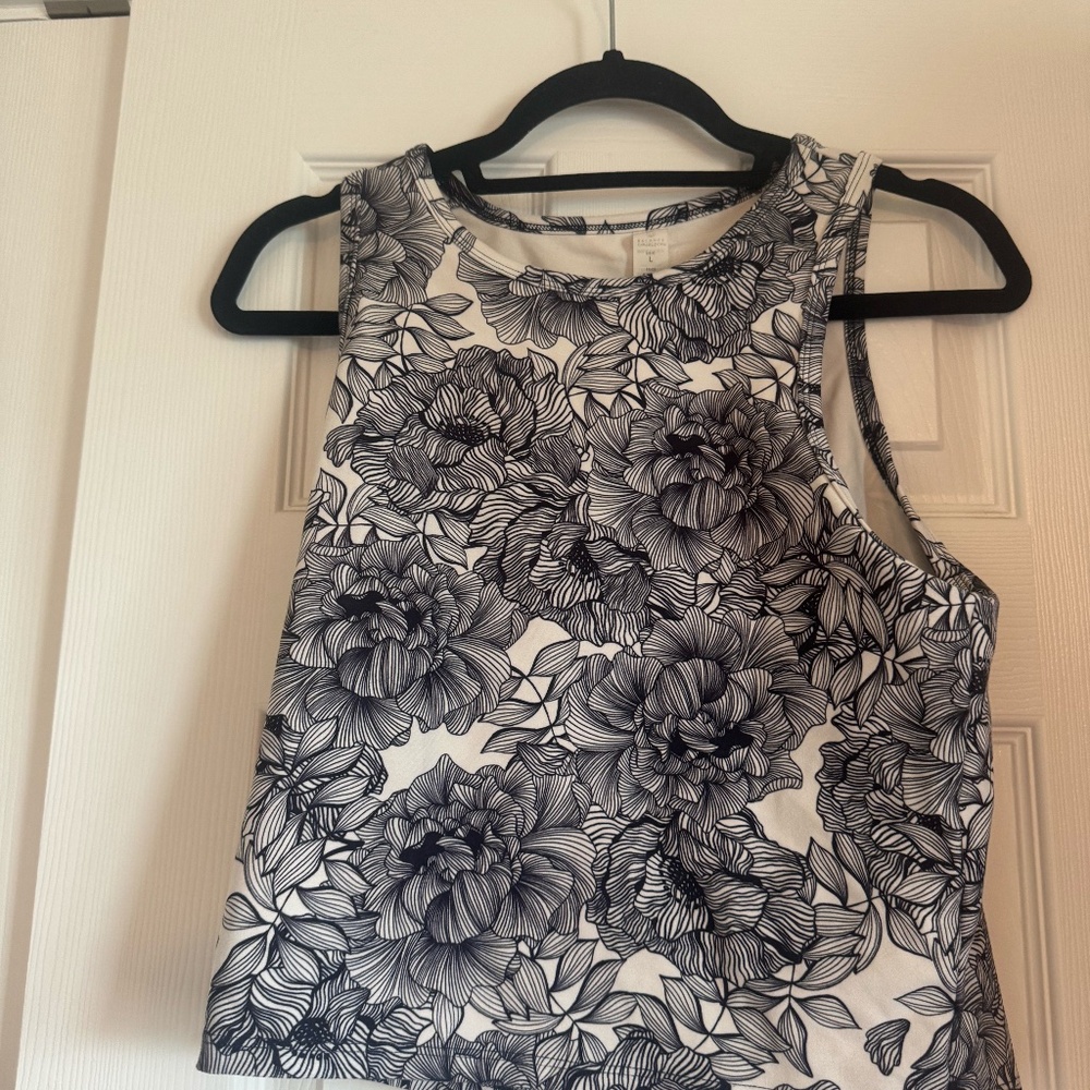 Black and White Floral Tank
